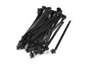167mm x 6.5mm Black Nylon Umbrella Wing Dome Push Mount Cable Tie 40 Pcs