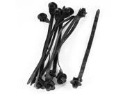 195mm Length Black Nylon Toothed Car Dome Push Mount Cable Zip Tie 10 Pcs