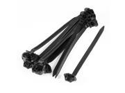 157mm x 7mm Black Nylon Oval Design Auto Car Push Mount Wire Cable Tie 10 Pcs