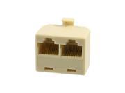 RJ45 2 Female to Male Plug Network Cable Adapter Beige
