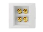 White Plastic Shell Gold Tone Binding Posts Audio Wall Plate Panel