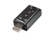 USB 2.0 to 3D Audio Sound Card Adapter Adaptor Virtual 7.1 Channel Black