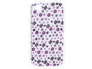 IMD Allover Purple Flower Prints Plastic Back Case White for iPhone 4 4G 4S