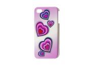 Unique Bargains Multicolor Hearts Pattern Light Purple White IMD Back Cover for iPhone 4 4GS