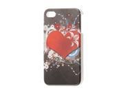 Unique Bargains White Flower Inner Heart Hard Plastic IMD Back Case for iPhone 4 4G