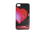 IMD Heart Pattern Black Red Back Shell Protector for iPhone 4 4G 4S