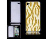 Gold Tone Wht Shiny Zebra Print Case for iPhone 4 4G