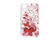 Red Heart IMD Print Hard Wht Back Case for iPhone 4 4G