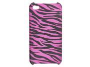 Amaranth Pink Black Hard Plastic Zebra Print Back Case Shell for iPhone 4
