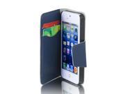 Dark Blue Faux Leather Magnetic Flip Pouch Case Cover for Apple iPhone 5 5G 5th