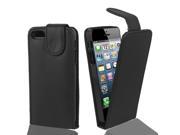 Magnetic Flip Faux Leather Case Cover Pouch Black for iPhone 5 5G