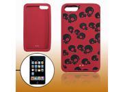 Black Skull Red Silicone Skin Case for iPod Touch 2
