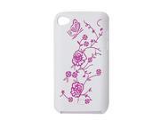 Floral Silicone Shell Cover Fuchsia White for iPod Touch 4G