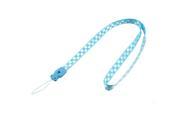 Phone Side Release Buckle Plaid Neck Strap Lanyard Sky Blue White