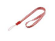 Mobile Phone Camera ID Card Red White Plaid Lanyard Neck Strap