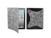 Unique Bargains Floral Wake Up Sleep Folio Flip Case Cover Stand Gray Black for Apple iPad 2 3 4