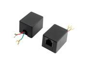 2 Pcs Black Telephone RJ11 to 2 wire Plug Convertor Inline Coupler Adapter
