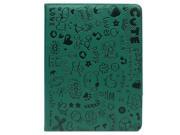 Green Black Flowers Faux Leather Folio Stand Case Cover Protector for iPad 2 3