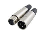 2Pcs XLR 3 Pin Male Female Connector Microphone Adapter