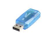 USB 2.0 to 3D Audio Sound Card Adapter Adaptor Virtual 5.1 Channel Clear Blue