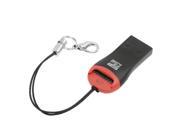 Black Red Plastic Shell USB 2.0 Micro SD Memory Card Reader w String