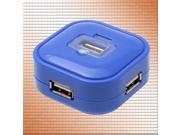 Mini Portable Blue 4 Port Hi Speed 480mbps USB 2.0 Hub