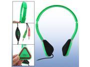2m Cable 3.5mm Green Triangular Ear Cup Headphone w Mic