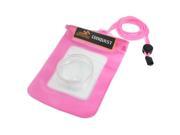 Adjustable Neck Strap Pink Clear Plastic Water Resistant Bag Pouch