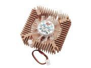Copper Tone Clear 2 Pins Connector Computer CPU Cooler Cooling Fan
