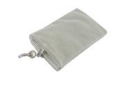 Gray Bead Button Decor Plush Pouch Bag for Cell Phone
