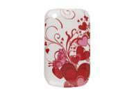 IMD Red Heart Print White Back Case for Blackberry 8520