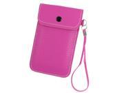 Wrist Strap Fuchsia Faux Leather Pouch Bag for Cell Phone