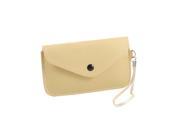 Beige Litchi Pattern Faux Leather Pouch Bag for Cell Phone