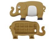 Dark Khaki White Cartoon Elephant Silicone Soft Case Cover for iPhone 4 4G