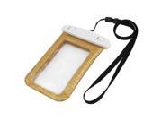 Gold Tone Powder Water Resistant Plastic Bag Cover w Neck Strap for Phone