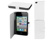 White Magnetic Flap Faux Leather Case for Apple iPhone 4 4G