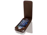 Brown Faux Leather Magnetic Flip Phone Pouch Case Cover for iPhone 5 5G 5th