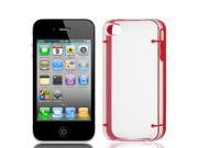 TPU Red Rubber Hem Clear Plastic Phone Case Sleeve for iPhone 4 4G 4S 4GS
