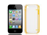 TPU Yellow Rubber Hem Clear Plastic Phone Case Sleeve for iPhone 4 4G 4S 4GS