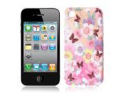 Colorful Flower Butterfly Pattern TPU Soft Case Cover for Apple iPhone 4 4S