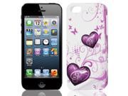 Purple White Butterfly Swirl Heart TPU Soft Case Cover for Apple iPhone 5 5G