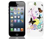 Colorful Butterfly Swirl Circle White TPU Soft Case Cover for Apple iPhone 5 5G