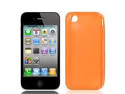 Solid Orange TPU Soft Plastic Back Case Cover w Dust Plug for iPhone 4 4G 4S 4GS