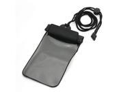 Soft Plastic Water Resistant Black Pouch Dry Bag Case w Neck Strap