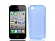 Light Blue Soft TPU Back Case Cover w Dust Plug Stopper for iPhone 4 4G 4S 4GS