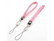 2 Pcs Cell Phone MP3 MP4 Lobster Clasp Strap String Lanyard String Pink