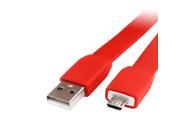 Flat USB 2.0 Type A to Micro 5 Pin Data Sync Charge Cable Cord Red