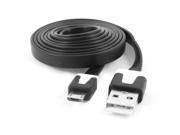 Unique Bargains Cell Phone 3.3Ft Micro USB Flat Data Sync Charger Cable Lead Line Black