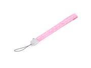 Unique Bargains MP3 MP4 PDA Cell Phone Hand Strap Faux Leather Lanyard Pink 18cm Long