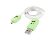1M Red LED Smile Face USB 2.0 to Micro USB Flat Data Charger Cable White for HTC